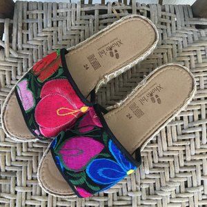 Handmade Mexican Embroidered Slide Sandals - Zapatos Artesanos - Size Womens 7